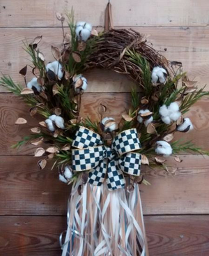 Winter Cotton Wreath - Bonnie Harms Designs