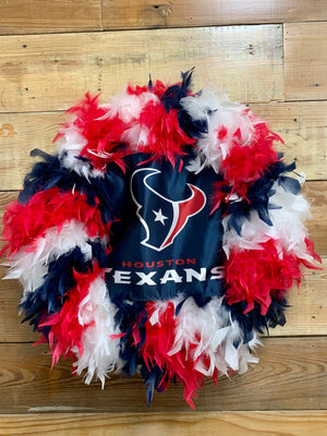 Houston Texans Feather Wreath - Bonnie Harms Designs