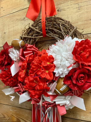 Red and White Wreath - School Spirit - Bonnie Harms Designs
