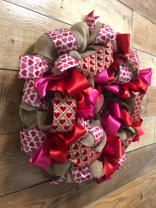 Pink Rose Heart Shaped Wreath - Bonnie Harms Designs