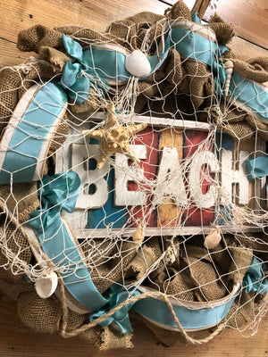 Beach Burlap Wreath