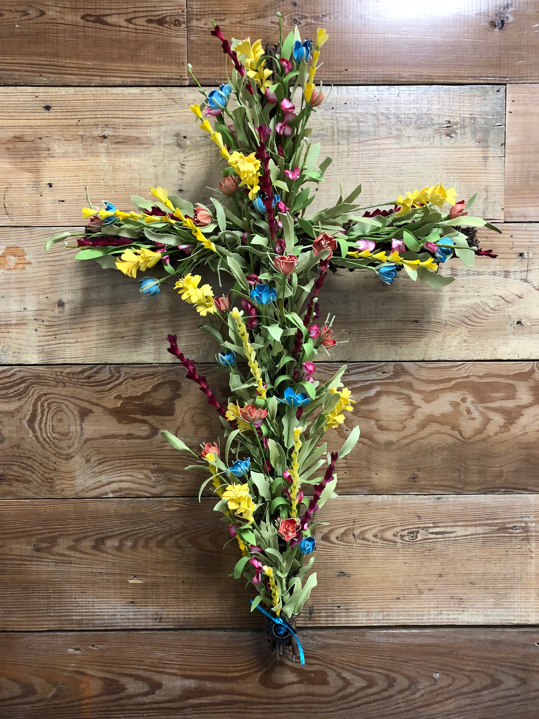 Summer Floral Cross Wreath - Bonnie Harms Designs