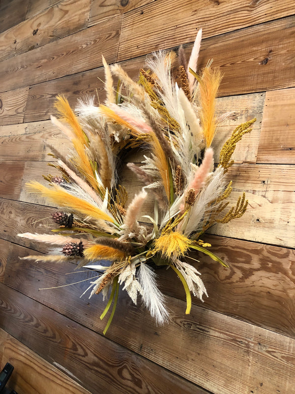 ✳︎ Pampas grass wreathe① Mixed Pampas Grass Wreath - Bonnie Harms Designs