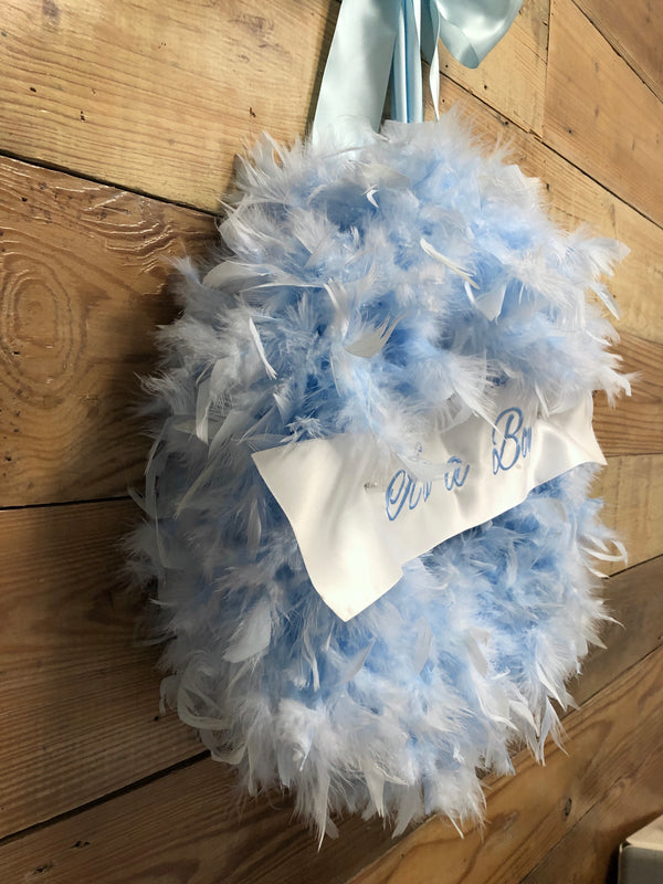 It's A Boy Feather Wreath - Bonnie Harms Designs