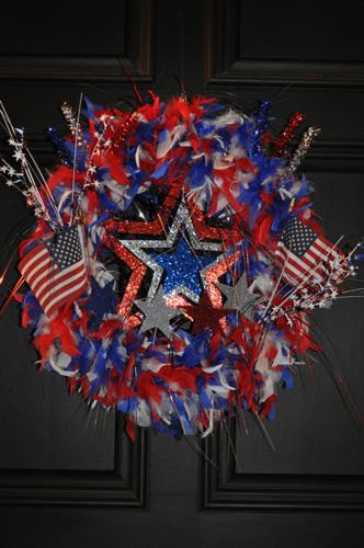 Proud to be an American outlets patriotic wreath red white blue