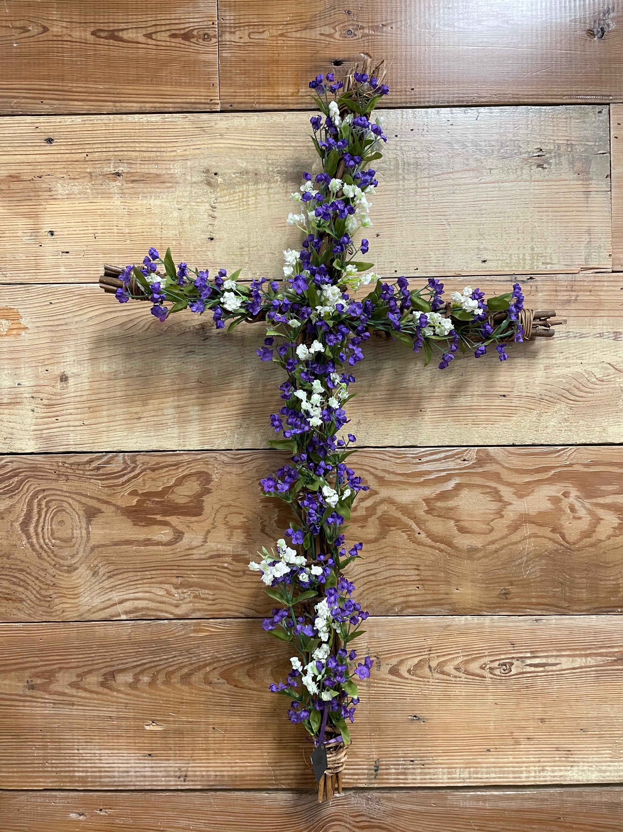 Purple Floral Cross Wreath
