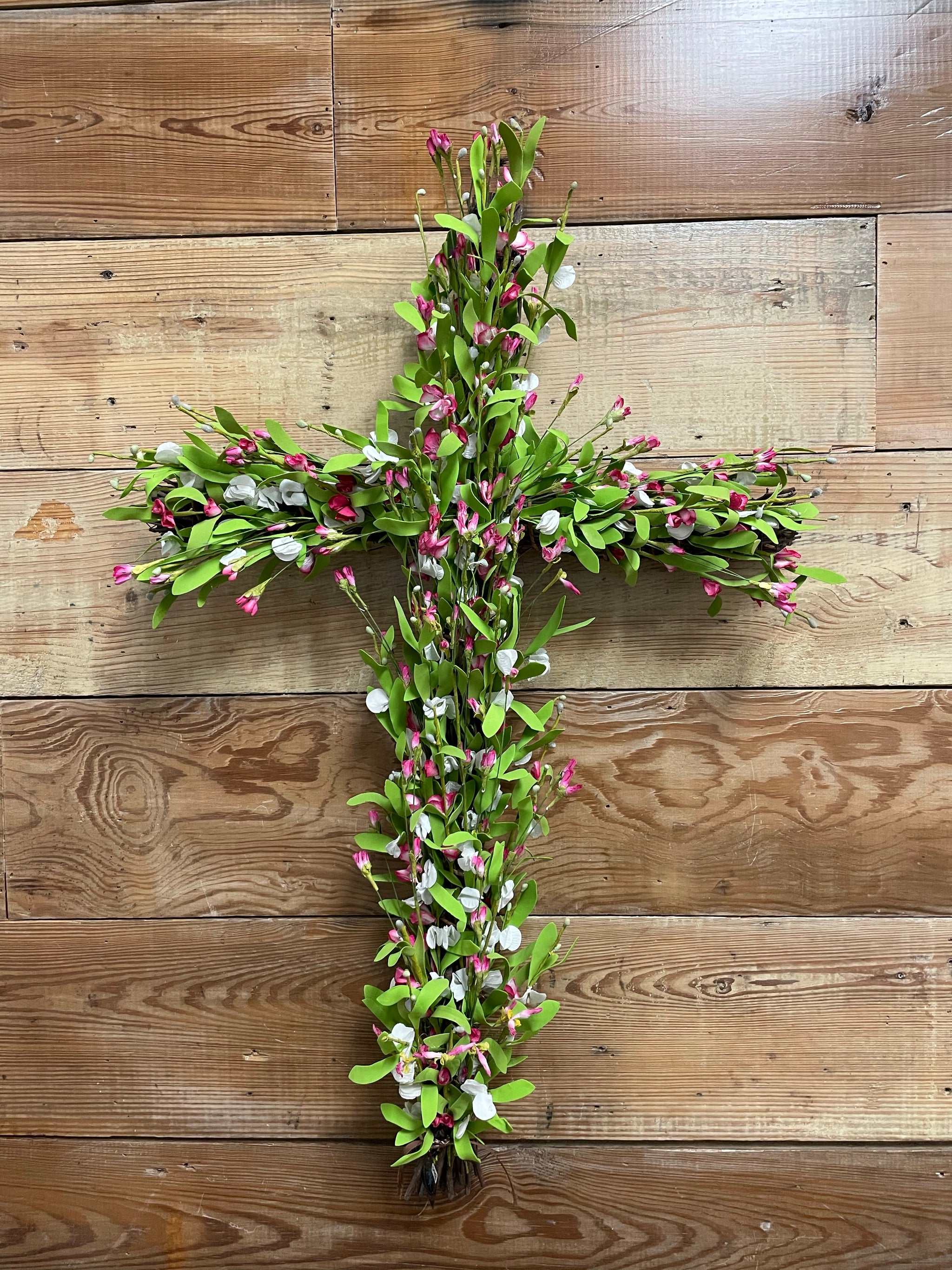 Pink Floral Cross Wreath