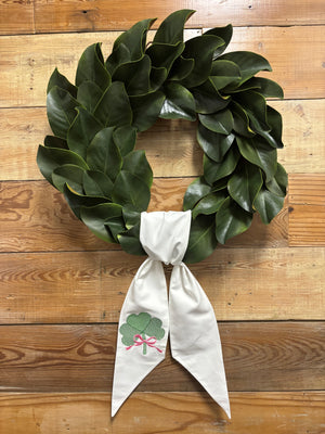 Three-Leaf Clover Magnolia Sash Wreath