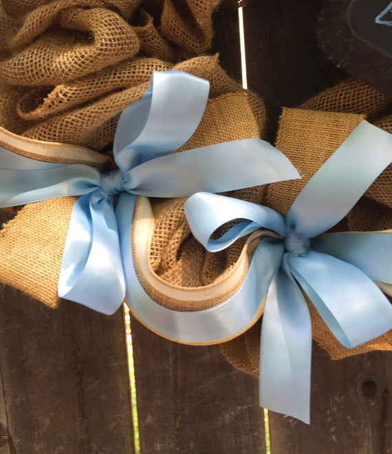 Baby Boy Wreath with Ribbons - Bonnie Harms Designs