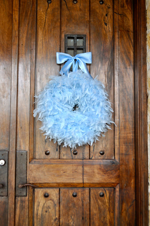 Feather Baby Boy Wreath - Baby Blue Wreath - Bonnie Harms Designs