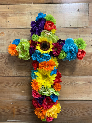 Fiesta Floral Cross Wreath - Bonnie Harms Designs