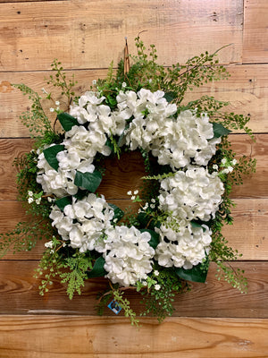 White Hydrangea Wedding Wreath - Bonnie Harms Designs