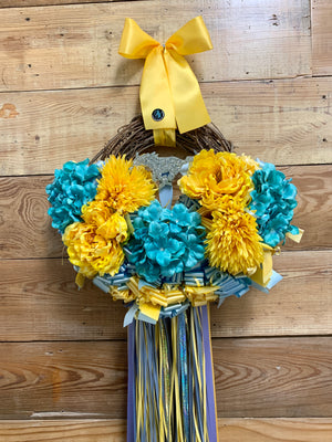 Yellow and Blue School Spirit Wreath - Bonnie Harms Designs