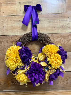Purple and Gold School Spirit Wreath - Bonnie Harms Designs