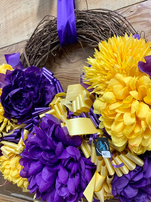 Purple and Gold School Spirit Wreath - Bonnie Harms Designs