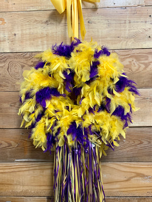 Purple and Gold Feather Wreath - Bonnie Harms Designs