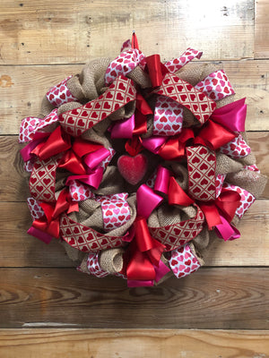 Hearts and Bows Wreath - Bonnie Harms Designs