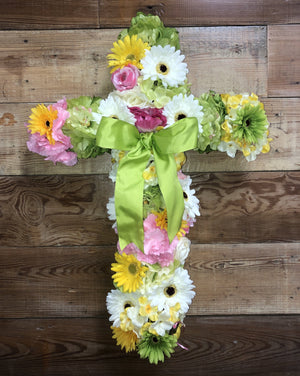 Easter Floral Cross Wreath - Bonnie Harms Designs