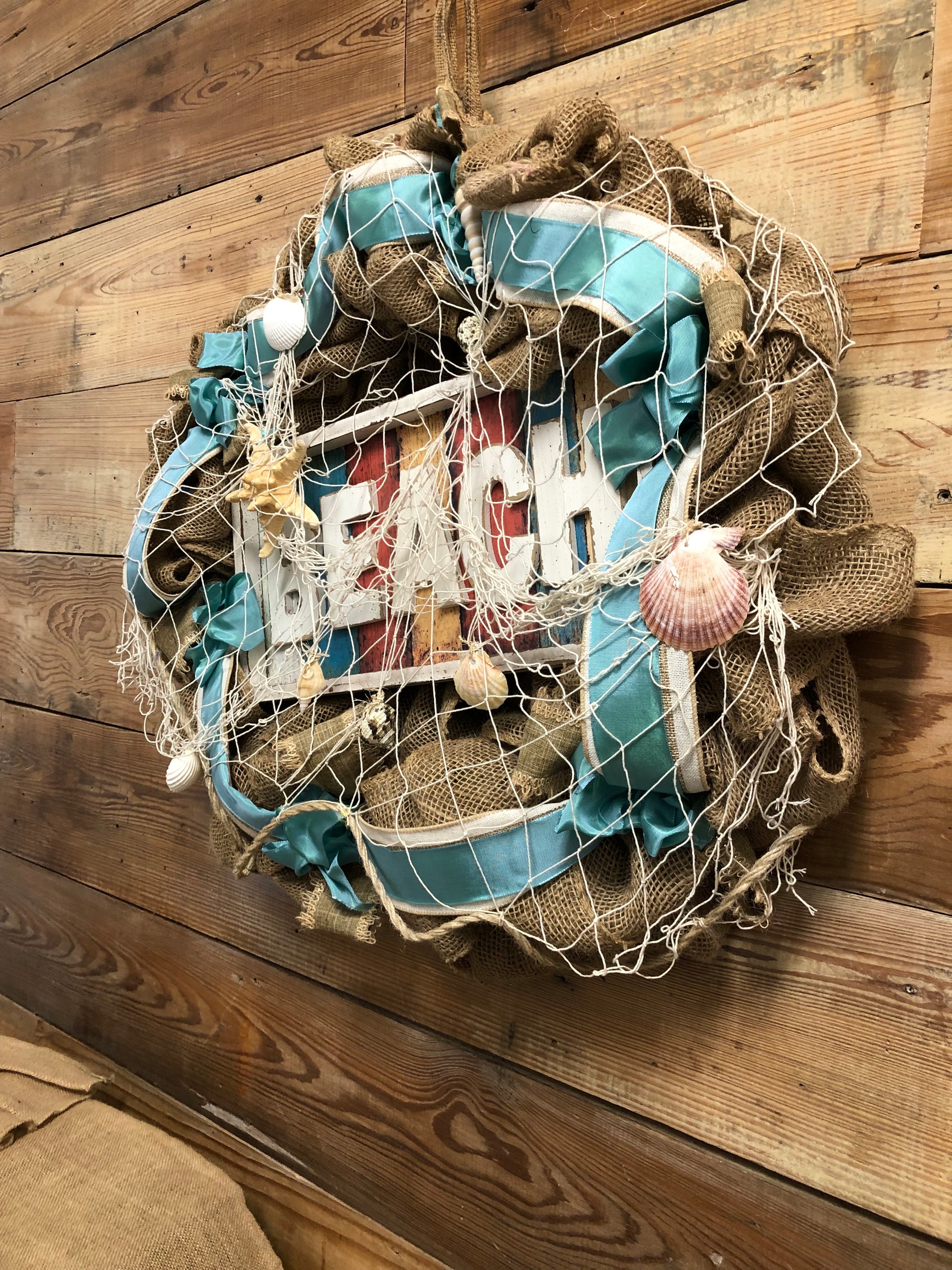 Beach Burlap Wreath