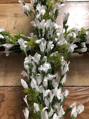 White Silk Floral Cross Wreath