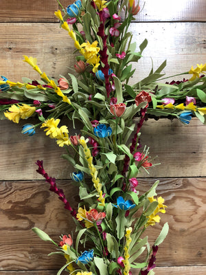 Summer Floral Cross Wreath - Bonnie Harms Designs