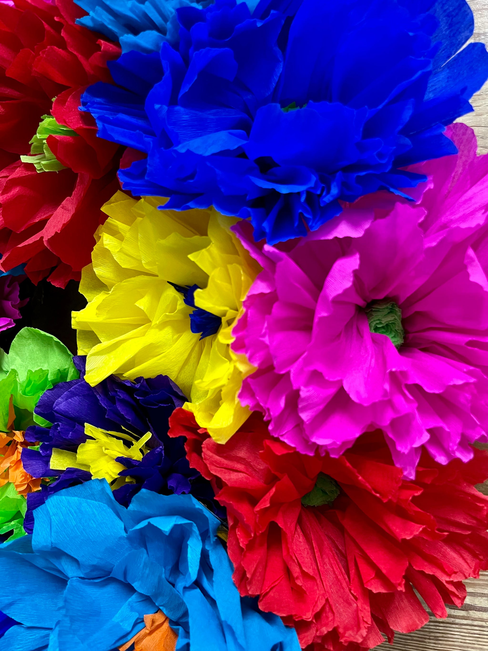 Bouquets of Mexican Paper Flowers, 30 Flowers/Bunch - Multi Color