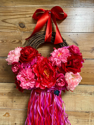 Red and Pink Peony Valentine's Day Wreath