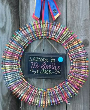 Colorful Crayon Wreath - Bonnie Harms Designs