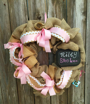 Baby Girl Burlap Wreath - Pink Burlap Wreath - Bonnie Harms Designs