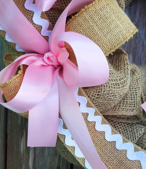 Baby Girl Burlap Wreath - Pink Burlap Wreath - Bonnie Harms Designs