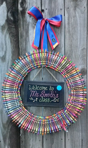 Colorful Crayon Wreath - Bonnie Harms Designs