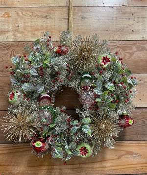 Holly Snowman Wreath