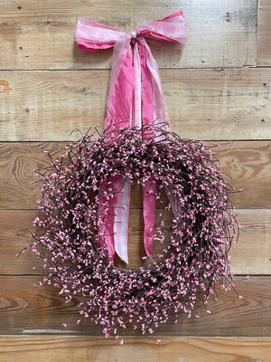 Round Pink Pip Berry Wreath