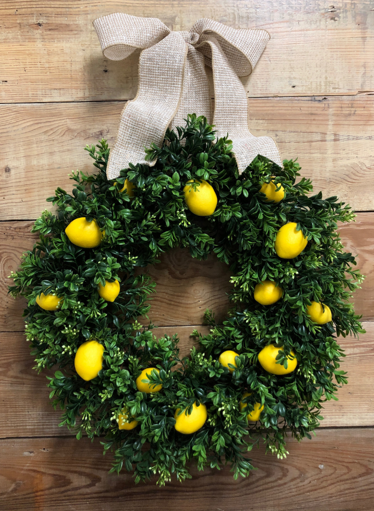 Easy Lemon Slice and Boxwood Summer Wreath - Twelve On Main